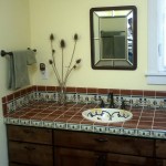 Bathroom Countertop with Mexican Talavera tiles and sink